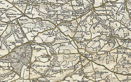 Old map of Barn Down in 1899-1900