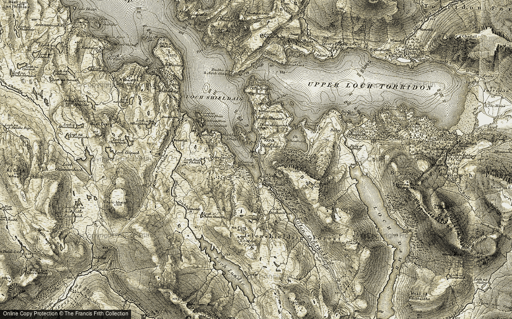 Old Map of Historic Map covering An Fùr in 1908-1909