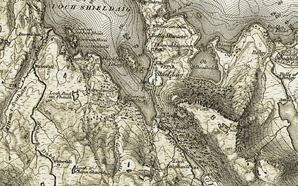 Old map of Ben Sheildaig in 1908-1909