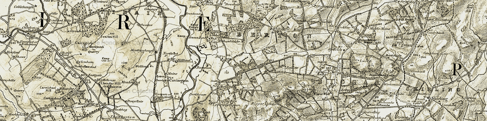 Old map of Shieldhill in 1904-1905