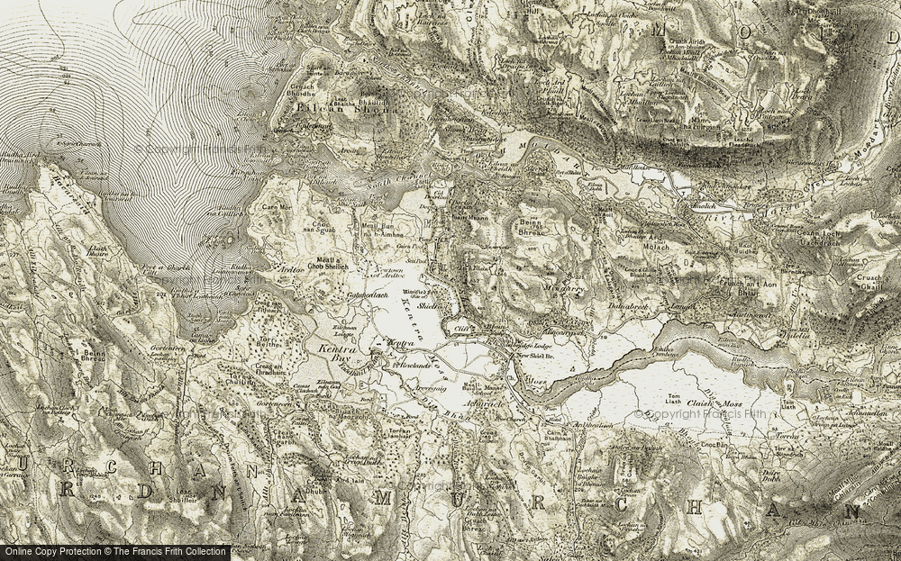 Old Map of Historic Map covering Beinn Gheur in 1906-1908