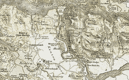 Old map of Beinn Gheur in 1906-1908