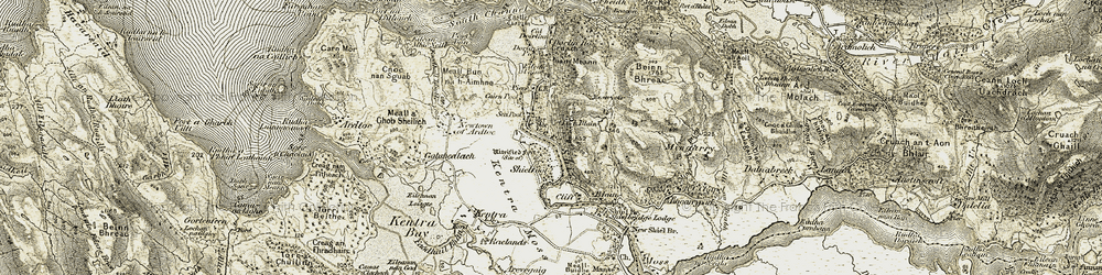 Old map of Beinn Gheur in 1906-1908