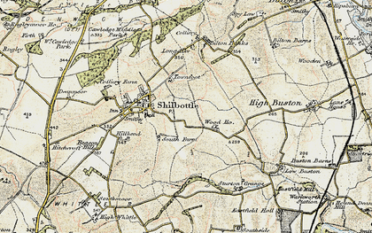 Old map of Shilbottle Grange in 1901-1903