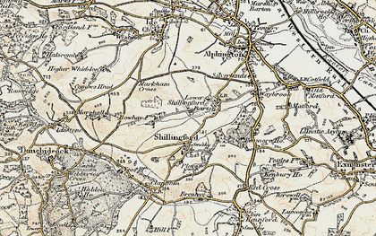 Old map of Shillingford Abbot in 1899