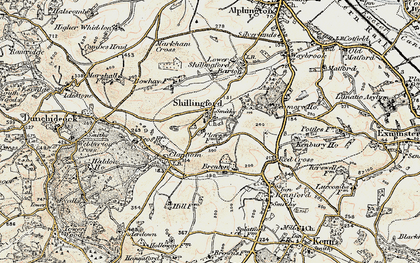 Old map of Shillingford St George in 1899