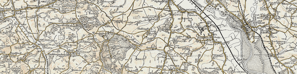 Old map of Shillingford St George in 1899