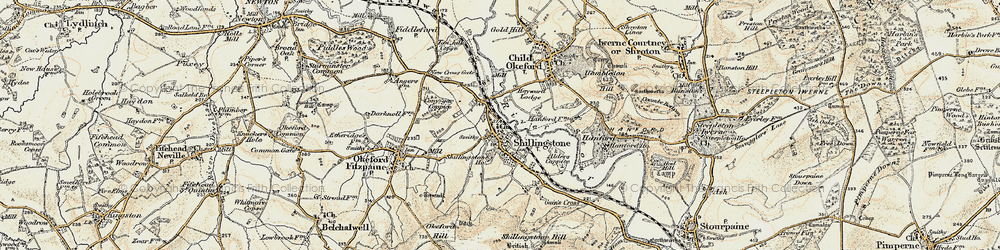 Old map of Shillingstone in 1897-1909