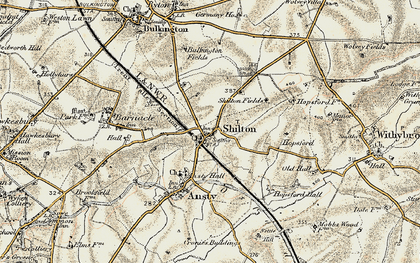 Old map of Shilton in 1901-1902