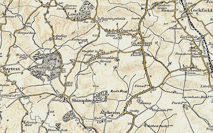 Old map of Shimpling Street in 1899-1901