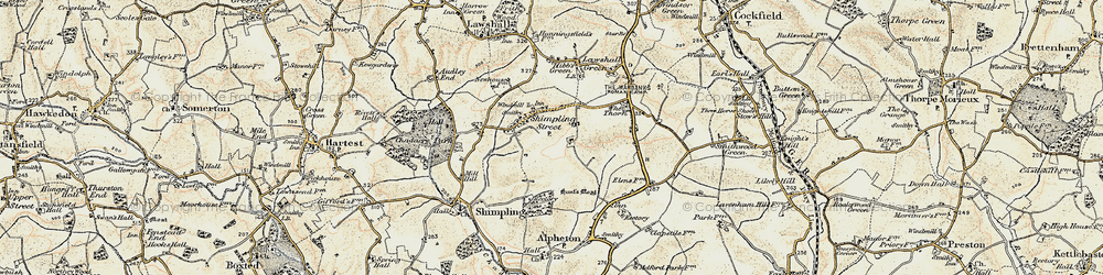 Old map of Shimpling Street in 1899-1901
