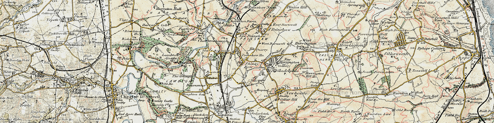 Old map of Shiney Row in 1901-1904
