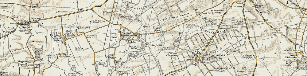 Old map of Shingham in 1901-1902