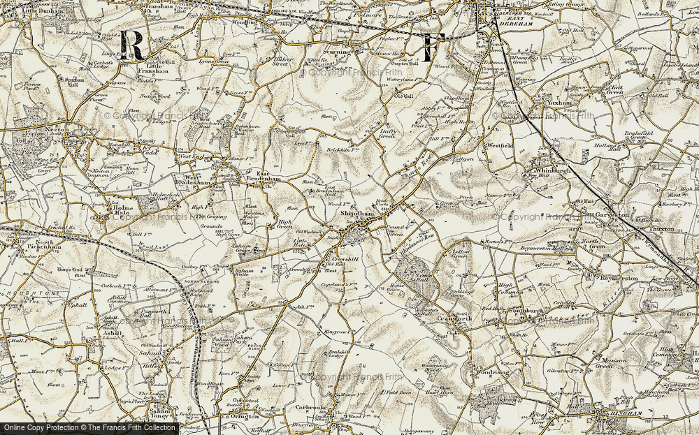 Old Map of Shipdham, 1901-1902 in 1901-1902