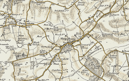 Old map of Shipdham in 1901-1902