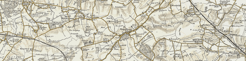Old map of Shipdham in 1901-1902