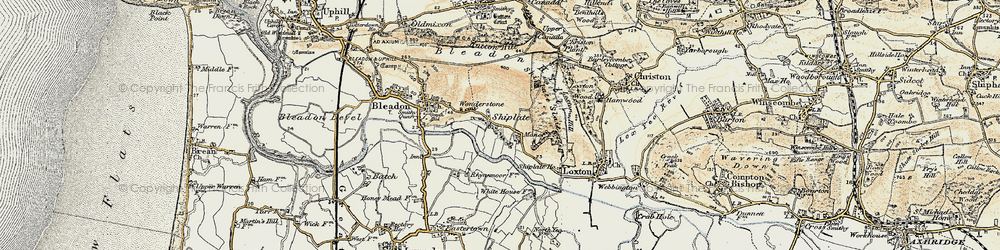 Old map of Bleadon Hill in 1899-1900