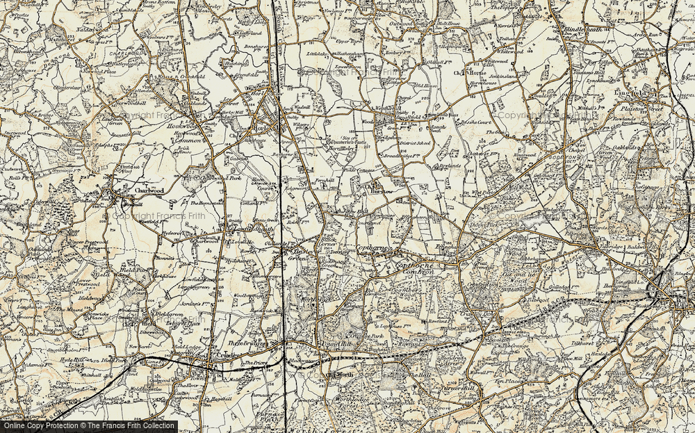 Old Map of Historic Map covering Burstow Hall in 1898-1902