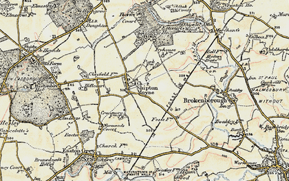 Old map of Shipton Moyne in 1898-1899
