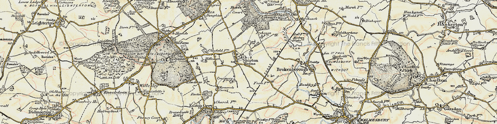 Old map of Shipton Moyne in 1898-1899
