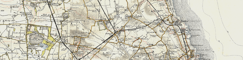 Old map of Shiremoor in 1901-1903