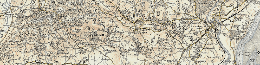 Old map of Shirenewton in 1899-1900