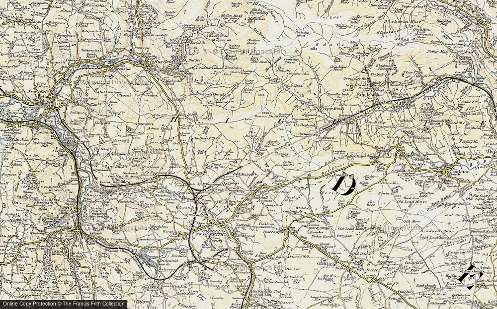 Old Map of Historic Map covering Toot Hill in 1902-1903