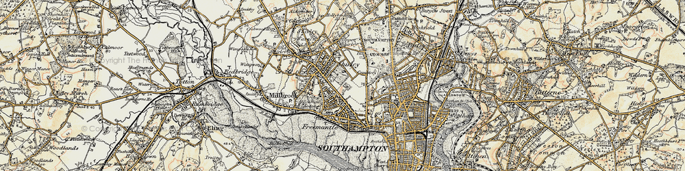 Old map of Shirley in 1897-1909