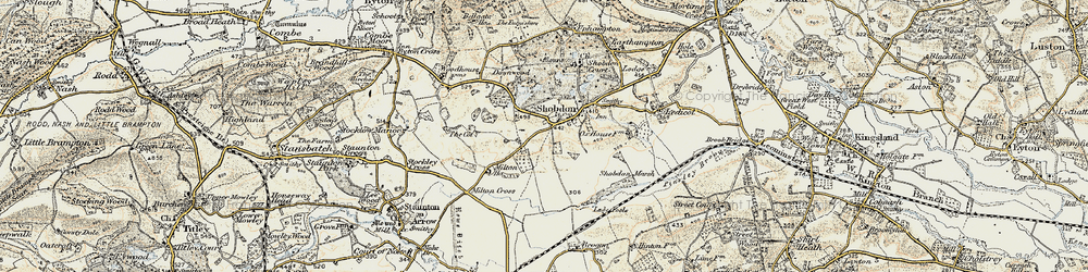 Old map of Shobdon in 1900-1903