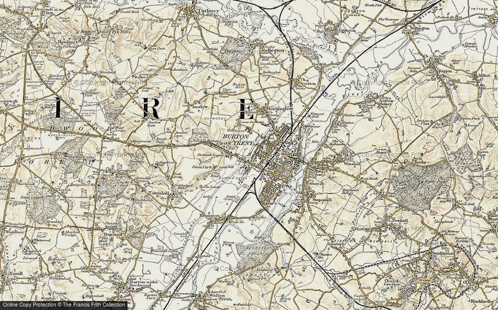 Old Map of Shobnall, 1902 in 1902