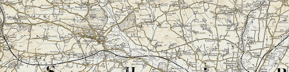 Old map of Shobrooke in 1899-1900