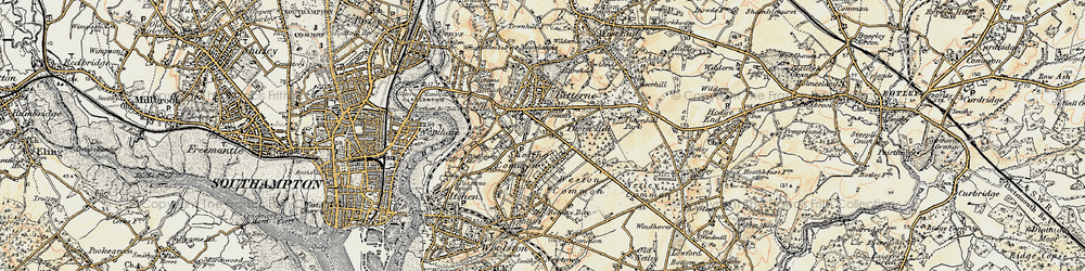 Old map of Sholing Common in 1897-1909