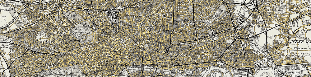 Old map of Shoreditch in 1897-1902