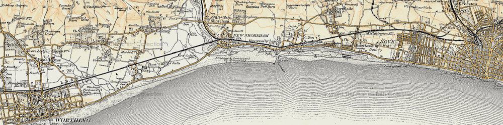 Old map of Shoreham-By-Sea in 1898