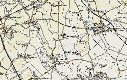 Old map of Shorncote in 1898-1899