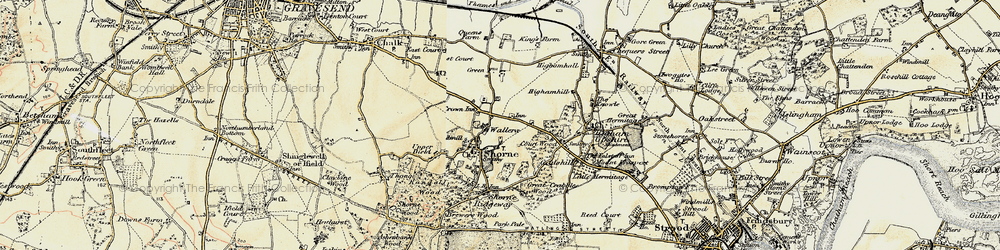 Old map of Shorne in 1897-1898