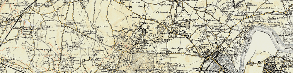 Old map of Shorne Ridgeway in 1897-1898