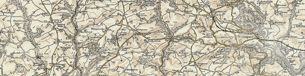 Old map of Shortacross in 1900
