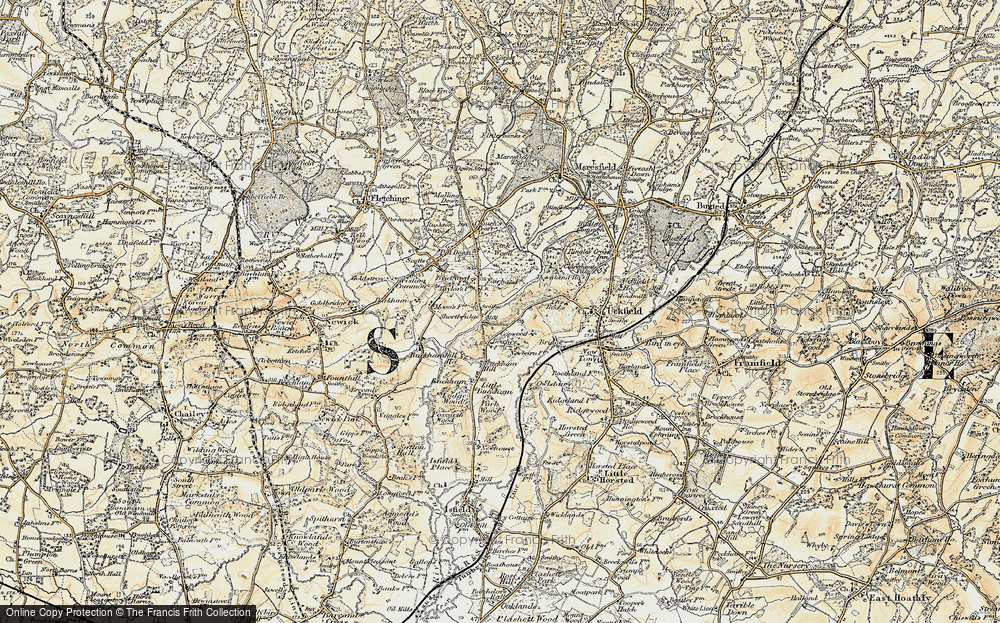 Old Map of Historic Map covering Buckham Hill in 1898