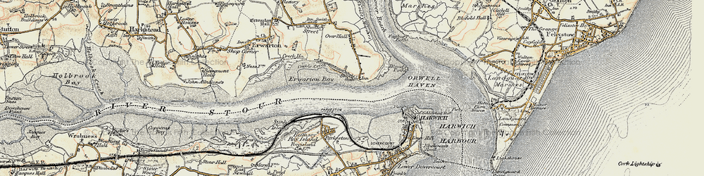 Old map of Shotley Gate in 1898-1899