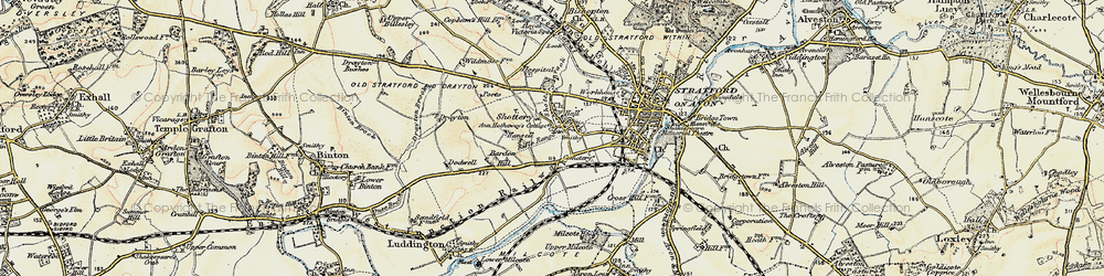 Old map of Shottery in 1899-1902