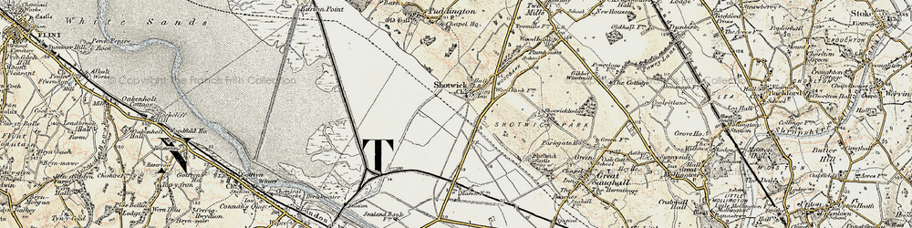 Old map of Shotwick in 1902-1903