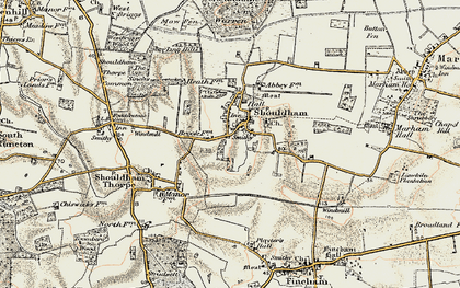 Old map of Shouldham in 1901-1902