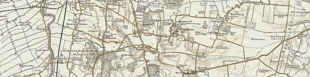 Old map of Shouldham Thorpe in 1901-1902