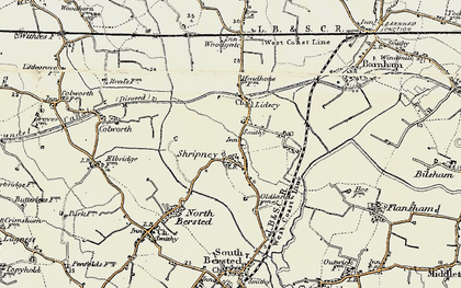 Old map of Shripney in 1897-1899