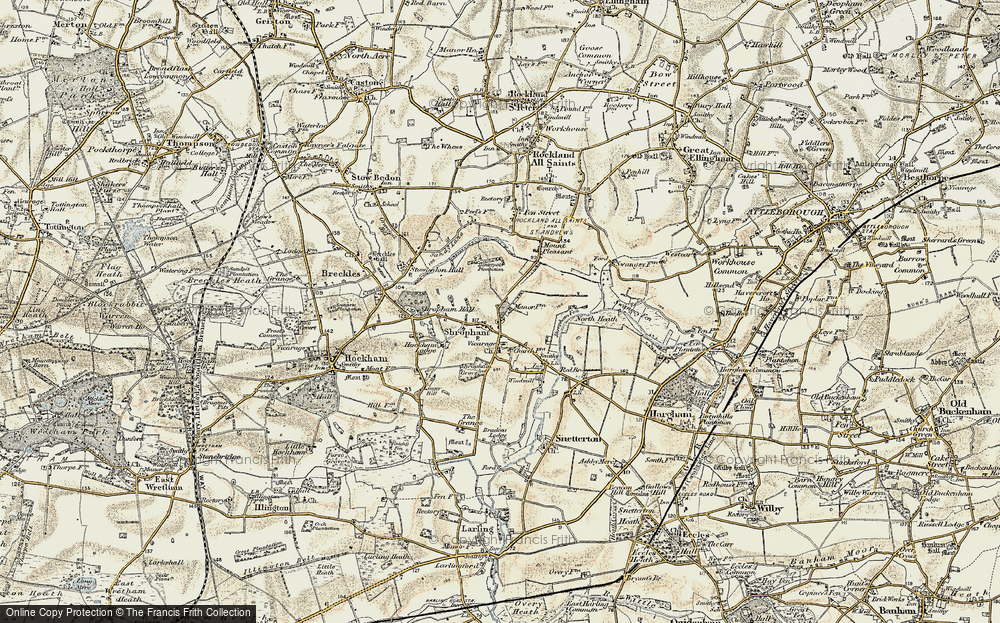 Old Map of Shropham, 1901 in 1901