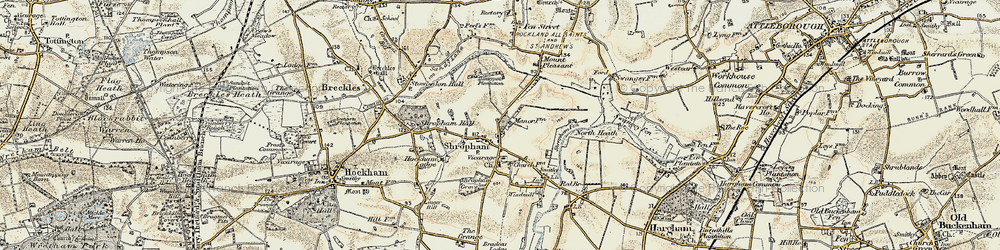 Old map of Shropham in 1901