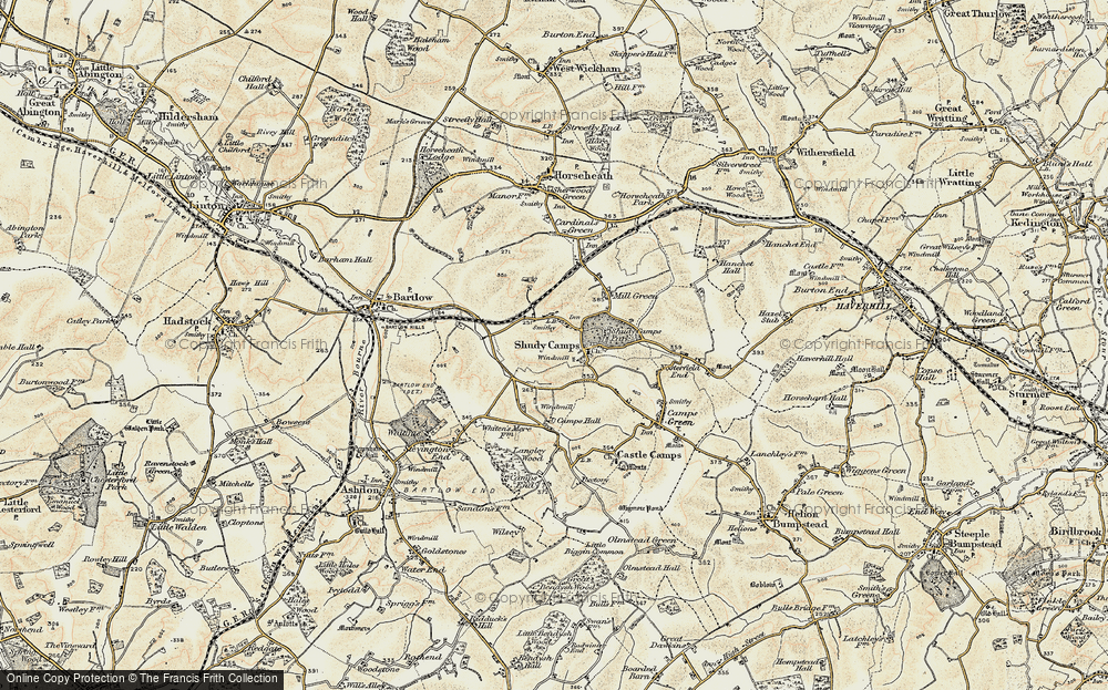 Old Map of Shudy Camps, 1898-1901 in 1898-1901