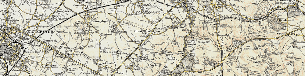 Old map of Shurdington in 1898-1900