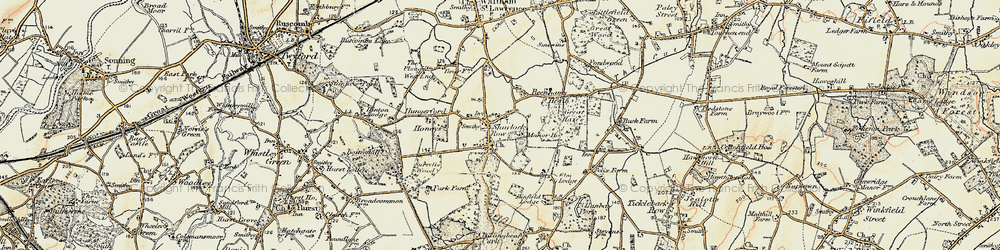 Old map of Shurlock Row in 1897-1909